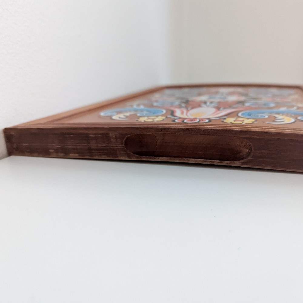 1971 Berggren Swedish Folk Art Painted Wooden Tray - Picture 3 of 8